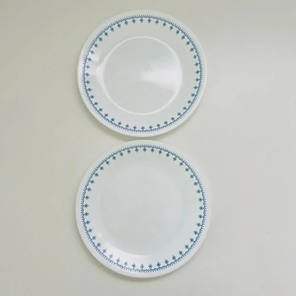 CORELLE Livingware Snowflake Blue Salad Plates, Set of 2